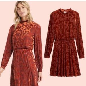 Banana Republic Rust Floral Long Sleeve Dress